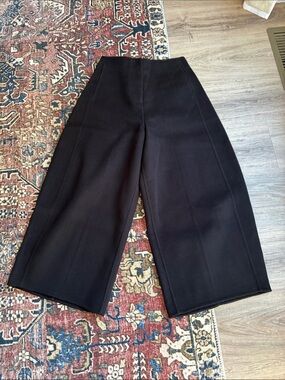 COS Black Wide-Leg Barrel Boiled Wool Pants